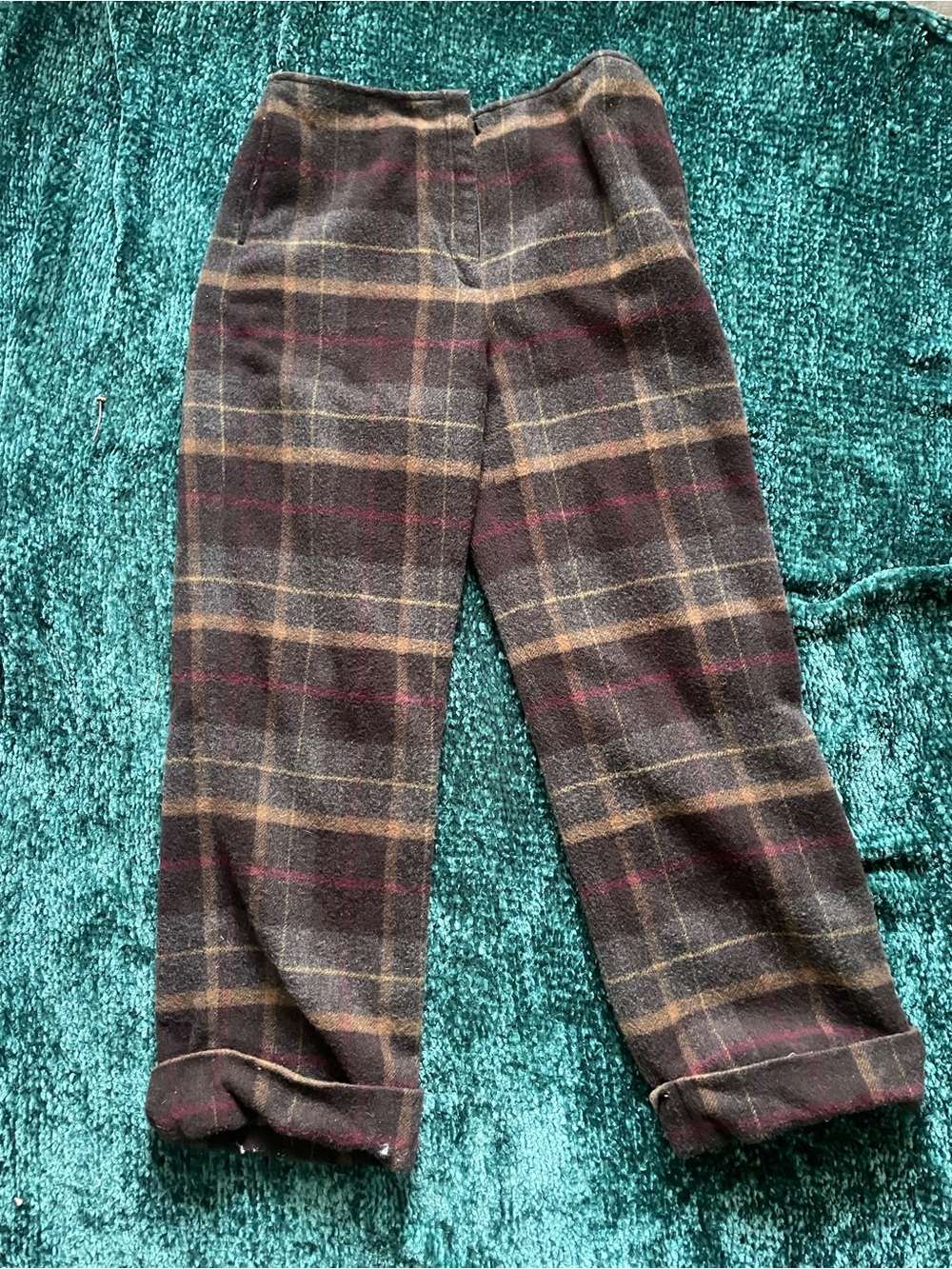 Vintage Plaid Wool Pants Trousers Women’s Sz 6 Dark Academia Fall Indie Preppy